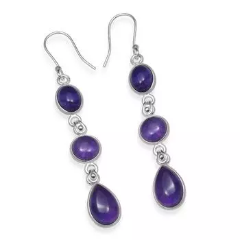 Натуральный аметист драгоценный камень стерлингового серебра 925 пробы ручной работы висячие серьги для женщин и девочек фиолетовый