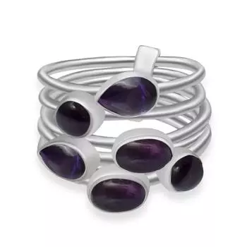 Натуральный аметист, драгоценный камень, твердое серебро 925 пробы, штабелируемое кольцо, ювелирные изделия для женщин и девочек 5 фиолетовый