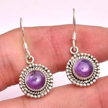 Натуральный аметист драгоценный камень женские серьги стерлингового серебра 925 пробы ювелирные изделия ручной работы