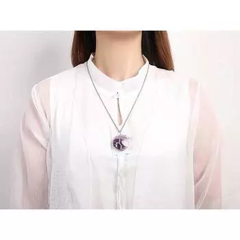 Натуральный аметист Луна Дерево жизни кулон ожерелье ручной работы сделай сам хрустальное дерево удачи ювелирные изделия чёрный