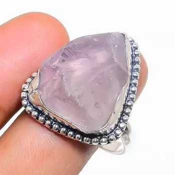 Натуральный аметист необработанный драгоценный камень 925 стерлингового серебра ювелирное изделие кольцо размер 11 S1E55