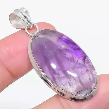 Натуральный Аметист Шалфея Драгоценный камень 925 Стерлинговое серебро Ювелирная подвеска 2.01 Q0n14