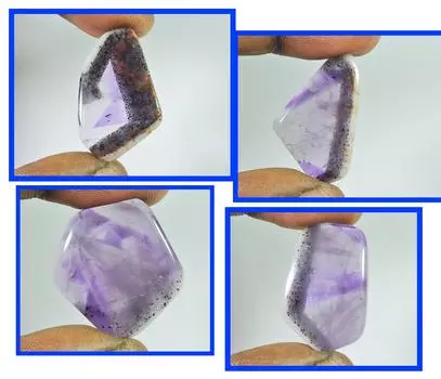 Натуральный аметист трапиче, срез, 4 шт., кабошон, россыпью, драгоценный камень 28-33 мм RQ-1037