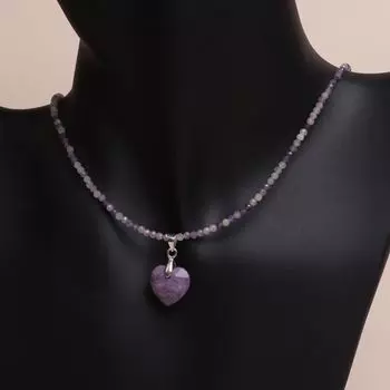 Натуральный аметистовый камень бусины ожерелье для женщин целебный хрустальный кулон сердце бусины подвески ожерелья