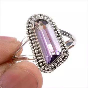 Натуральный аметрин драгоценный камень 925 цельное серебро ювелирное кольцо размер 10 M9D00