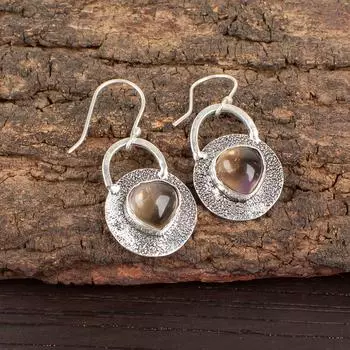 Натуральный Аметрин Драгоценный Камень 925 Стерлинговое Серебро Ювелирные Изделия Ручной Работы Серьги 1,30 EE-63-20