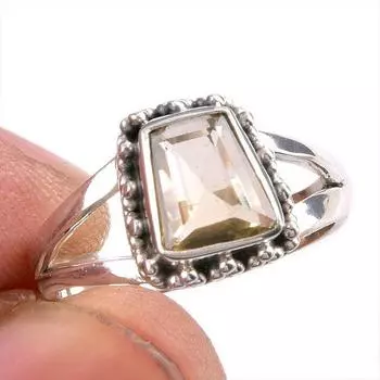 Натуральный аметрин драгоценный камень ручная работа 925 чистое серебро ювелирное кольцо размер 5.5 h2u55