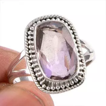 Натуральный аметрин драгоценный камень ручная работа 925 чистое серебро ювелирное кольцо размер 8.5 K5B55