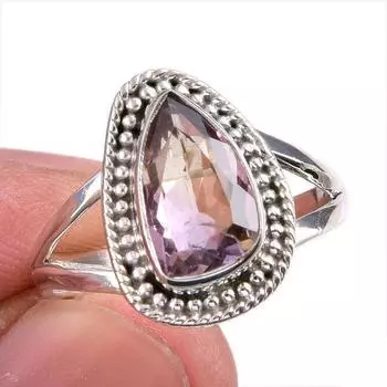 Натуральный аметрин драгоценный камень ручная работа 925 чистое серебро ювелирное кольцо размер 9 J6y53