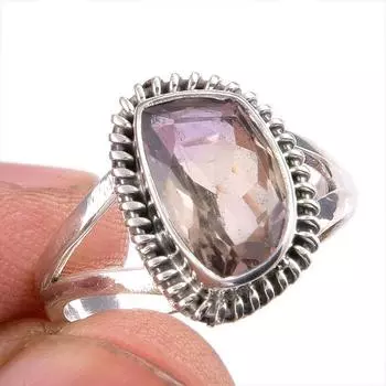 Натуральный аметрин драгоценный камень ручная работа 925 чистое серебро ювелирное кольцо размер 7 v2N42