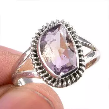Натуральный аметрин драгоценный камень ручная работа 925 чистое серебро ювелирное кольцо размер 8 b8e19