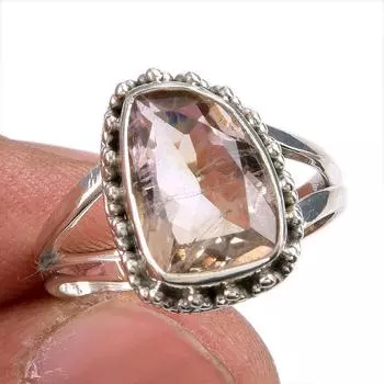 Натуральный аметрин драгоценный камень ручная работа 925 чистое серебро ювелирное кольцо размер 6.5 E8t13