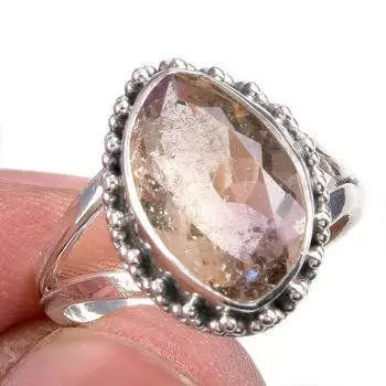 Натуральный аметрин драгоценный камень ручная работа 925 чистое серебро ювелирное кольцо размер 6.5 n2K14