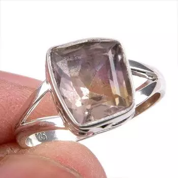 Натуральный аметрин драгоценный камень ручная работа 925 чистое серебро ювелирное кольцо размер 7 z1Y24