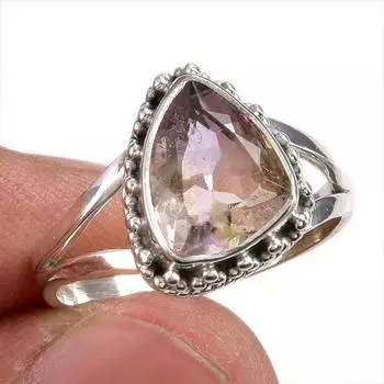 Натуральный аметрин драгоценный камень ручная работа 925 чистое серебро ювелирное кольцо размер 7 V7e78