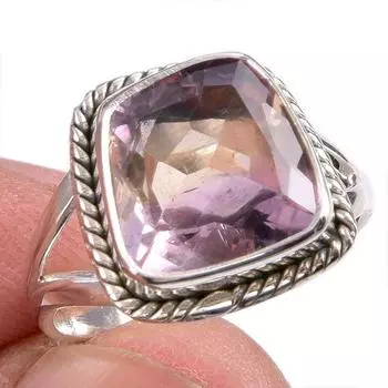 Натуральный аметрин драгоценный камень ручная работа 925 чистое серебро ювелирное кольцо размер 6.5 J7g44