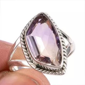 Натуральный аметрин драгоценный камень ручная работа 925 чистое серебро ювелирное кольцо размер 6.5 l3U77