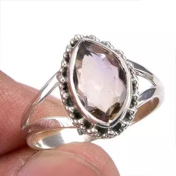 Натуральный аметрин драгоценный камень ручная работа 925 чистое серебро ювелирное кольцо размер 8.5 E9M13