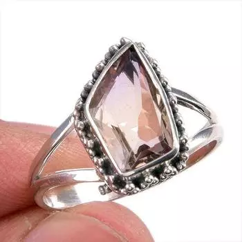 Натуральный аметрин драгоценный камень ручная работа 925 чистое серебро ювелирное кольцо размер 10 k5j03