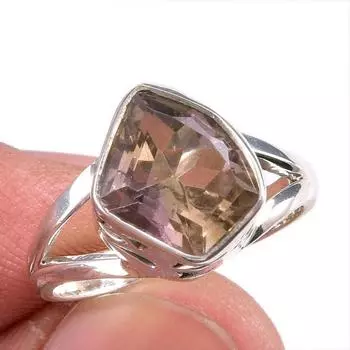 Натуральный аметрин драгоценный камень ручная работа 925 чистое серебро ювелирное кольцо размер 5.5 Z1A13