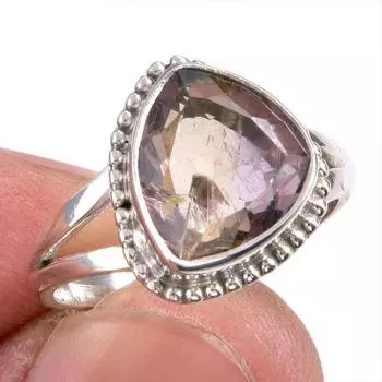 Натуральный аметрин драгоценный камень ручная работа 925 чистое серебро ювелирное кольцо размер 5.5 q0k12