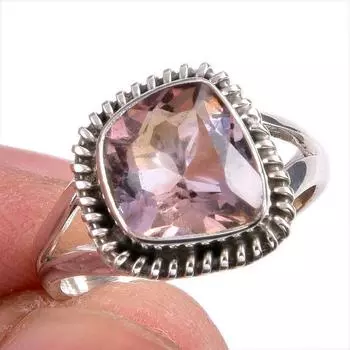 Натуральный аметрин драгоценный камень ручная работа 925 чистое серебро ювелирное кольцо размер 5.5 Z3r04