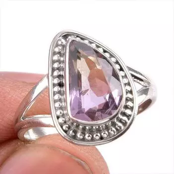 Натуральный аметрин драгоценный камень ручная работа 925 чистое серебро ювелирное изделие кольцо размер 7.5 г5I56
