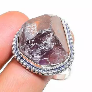 Натуральный аметрин необработанный драгоценный камень 925 стерлингового серебра ювелирное изделие кольцо размер 11 t7j28
