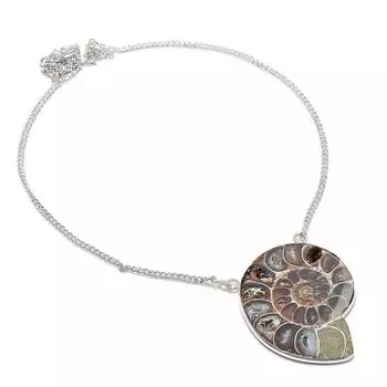 Натуральный аммонит ископаемый драгоценный камень 925 стерлингового серебра ювелирное ожерелье 18 d5N24