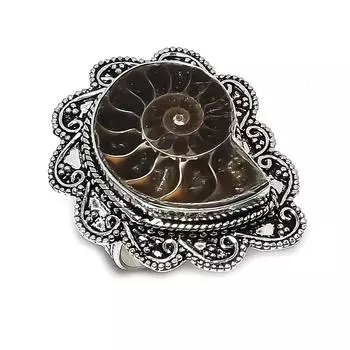 Натуральный аммонит ископаемый драгоценный камень ювелирное изделие из серебра 925 пробы размер кольца 9 J4t65