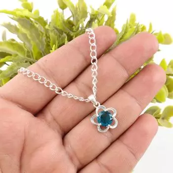 Натуральный Апатит Драгоценный Камень 925 Проба Стерлинговое Серебро Ювелирные Изделия Подвеска Цветок 0,7 Для Женщин CP-27-1