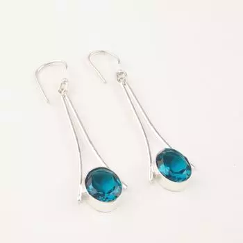 Натуральный Апатит Драгоценный Камень 925 Стерлинговое Серебро Ручная Работа Подвески/Серьги-Подвески 2.63 EE-136-3