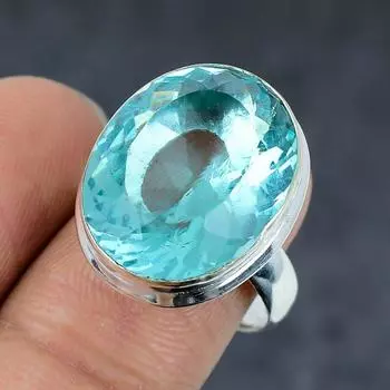 Натуральный апатит драгоценный камень 925 стерлингового серебра ювелирное кольцо размер 9 z6N29