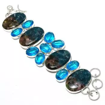 Натуральный арбузный турмалин, топаз, браслет из стерлингового серебра 925 пробы, 7-8 дюймов, P6i36