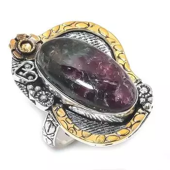 Натуральный эвдиалит, двухцветное подарочное кольцо из стерлингового серебра 925 пробы, размер 8 N9c34