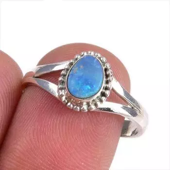 Натуральный австралийский опал драгоценный камень 925 цельное серебро ювелирное кольцо S.9 u2f14