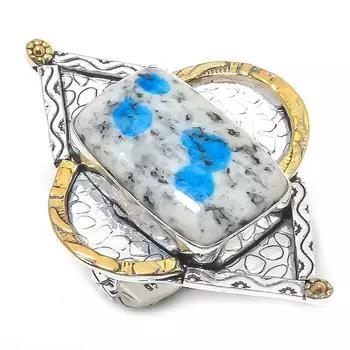 Натуральный азурит K2, двухцветное кольцо из стерлингового серебра 925 пробы, размер 9 w6t57