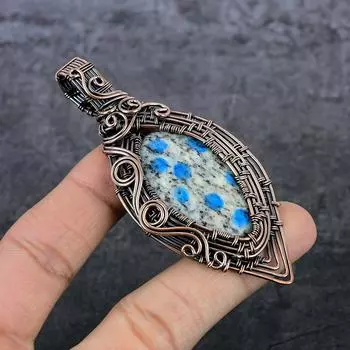Натуральный азурит K2, медная проволока, подарочная ювелирная подвеска 3,59 дюйма c1Y22