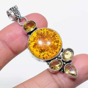 Натуральный балтийский янтарь, цитрин, ювелирная подвеска из стерлингового серебра 925 пробы, 2,36 l9M70