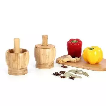 Натуральный бамбуковый чеснокодавка ручная чесночная терка пестик специи чеснокодавка перец S