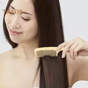Натуральный бамбуковый гребень для волос с широкими зубьями для женщин и мужчин, антистатическая афро-вилочная расческа, распутывающая щетка для вьющихся прямых влажных сухих волос, предотвращает ломкость E