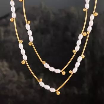 Натуральный барочный искусственный жемчуг партия цветок трубка бусина разделитель легкая роскошная ключичная цепочка темперамент ожерелье титановая сталь