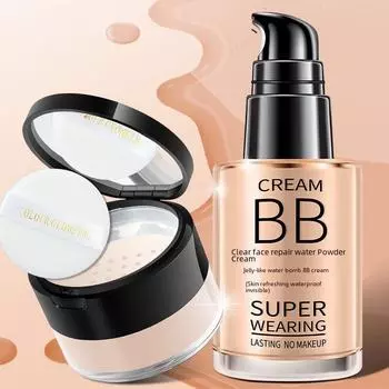 Натуральный BB-крем с фиксирующей пудрой, жидкая основа, увлажняющий и осветляющий консилер для студентов