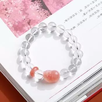 Браслет из натурального белого кристалла, женский розовый браслет Pixiu, ювелирное изделие, индивидуальный подарок