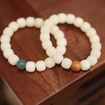 Натуральный Белый Нефрит Бодхи Ручная Нить Белый Корень Бодхи Старый Тип Потертые Бусины Бодхи Будда Бусины Вэнь Играть Бусы Браслет Мужчины и Женщины 1 pc