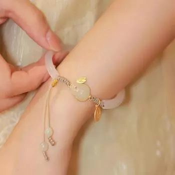 Натуральный белый нефритовый пробковый полубраслет Хотан Нефритовый браслет с кроликом в национальном стиле, дизайн, ручная одежда, подарок на год с кроликом, прилив Adjustable size