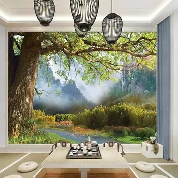 Натуральный большой пейзаж с деревом 3d обои для домашнего декора настенная роспись спальня декор обои 200 cm(W) x 140 cm(H)