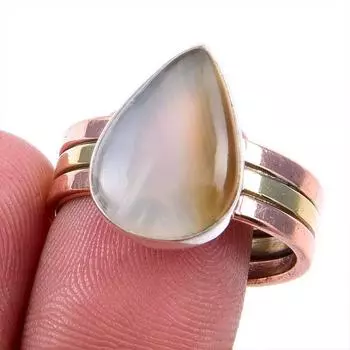 Натуральный Ботсванский агат драгоценный камень 925 сплошное серебро ювелирные изделия двухцветное кольцо 10US M3g70