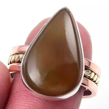 Натуральный ботсванский агат, двухцветное кольцо из стерлингового серебра 925 пробы, размер 9 Y6m38