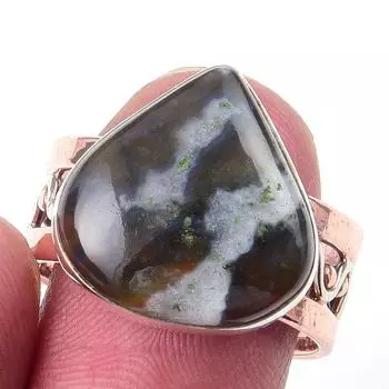Натуральный ботсванский агат, двухцветное кольцо из стерлингового серебра 925 пробы, размер 8 v3Z85